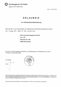 Erlaubnisurkunde zur Arbeitnehmerüberlassung Norderstedt AGIL 2024